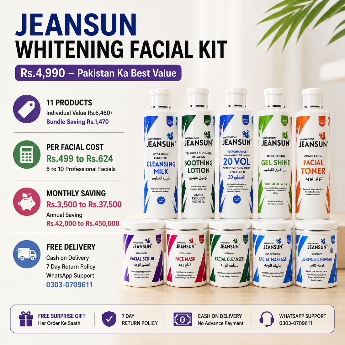 Rs.4990 Mein 11 Products — Jeansun Whitening Kit Value For Money Pakistan 2026