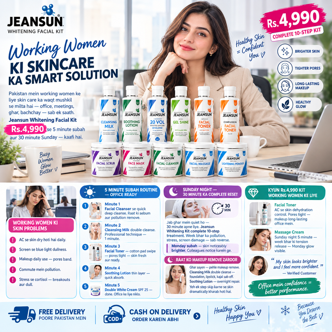 Office Aur Ghar Dono Manage Karein — Working Women Ke Liye Whitening Kit Guide