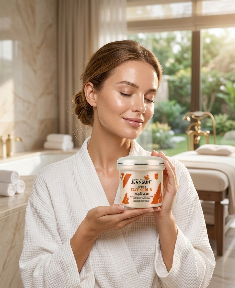Woman doing home facial with Jeansun kit